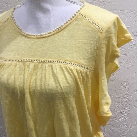 Anthropologie cottage core lightweight boho yellow ruffle top size xs - Picture 2 of 8